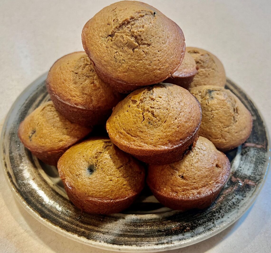 stack of healthy blueberry muffins