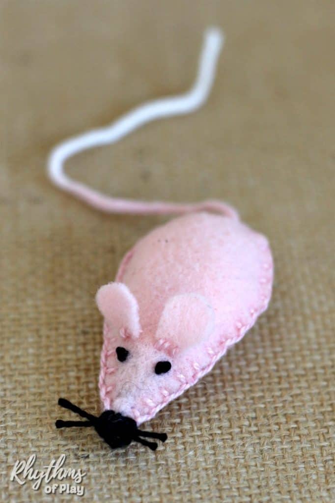 homemade sewn felt mouse