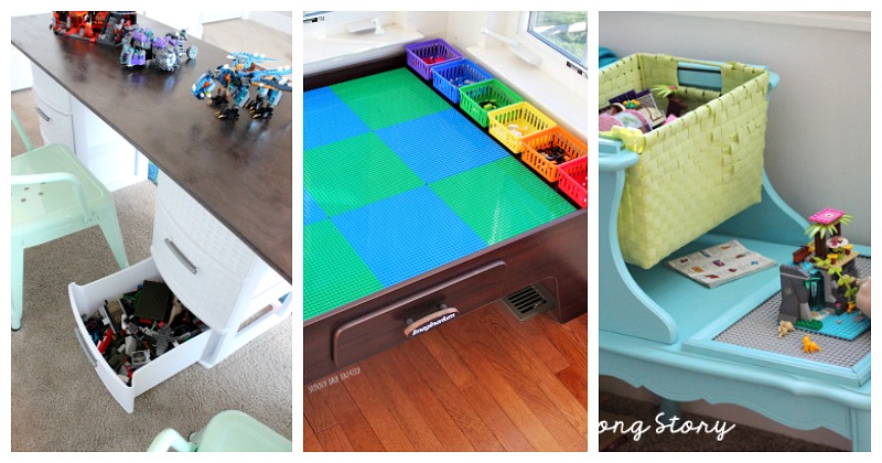 homemade lego tables with storage