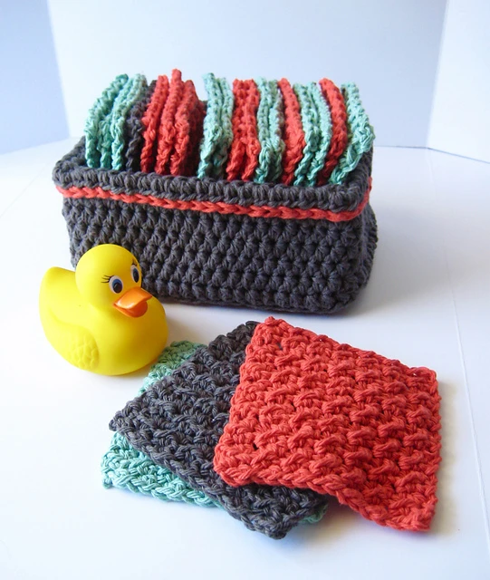 homemade crochet washcloths with holder